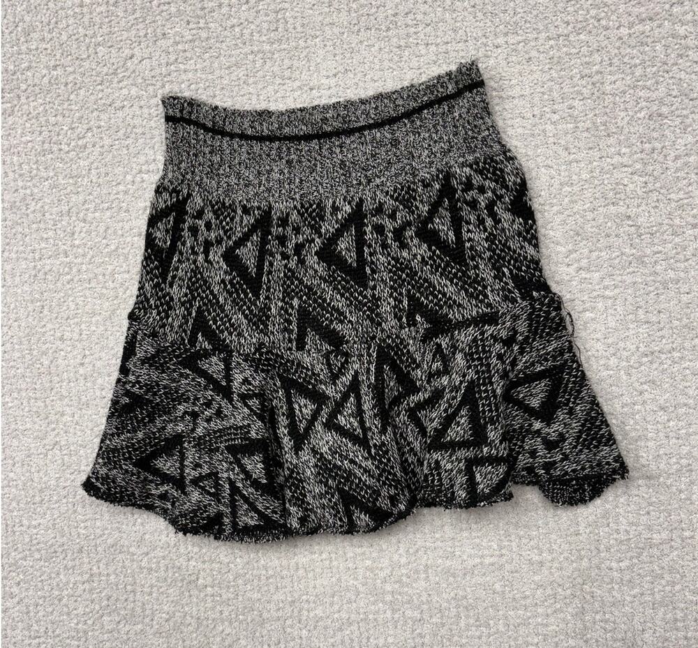 Furst Of A Kind Black Grey Geometric Pattern Short Skirt Size XS #62450